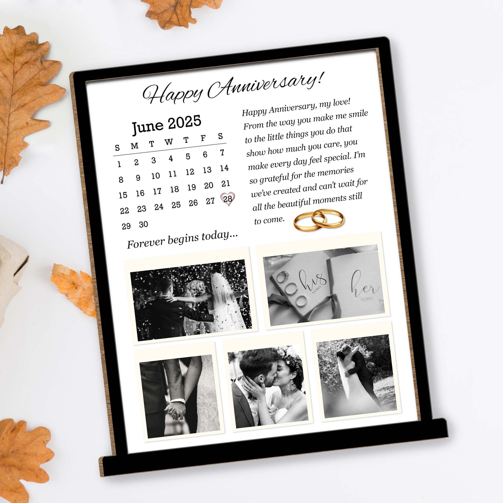 Happy Anniversary, Forever Begins Today, Calendar and Wedding Rings