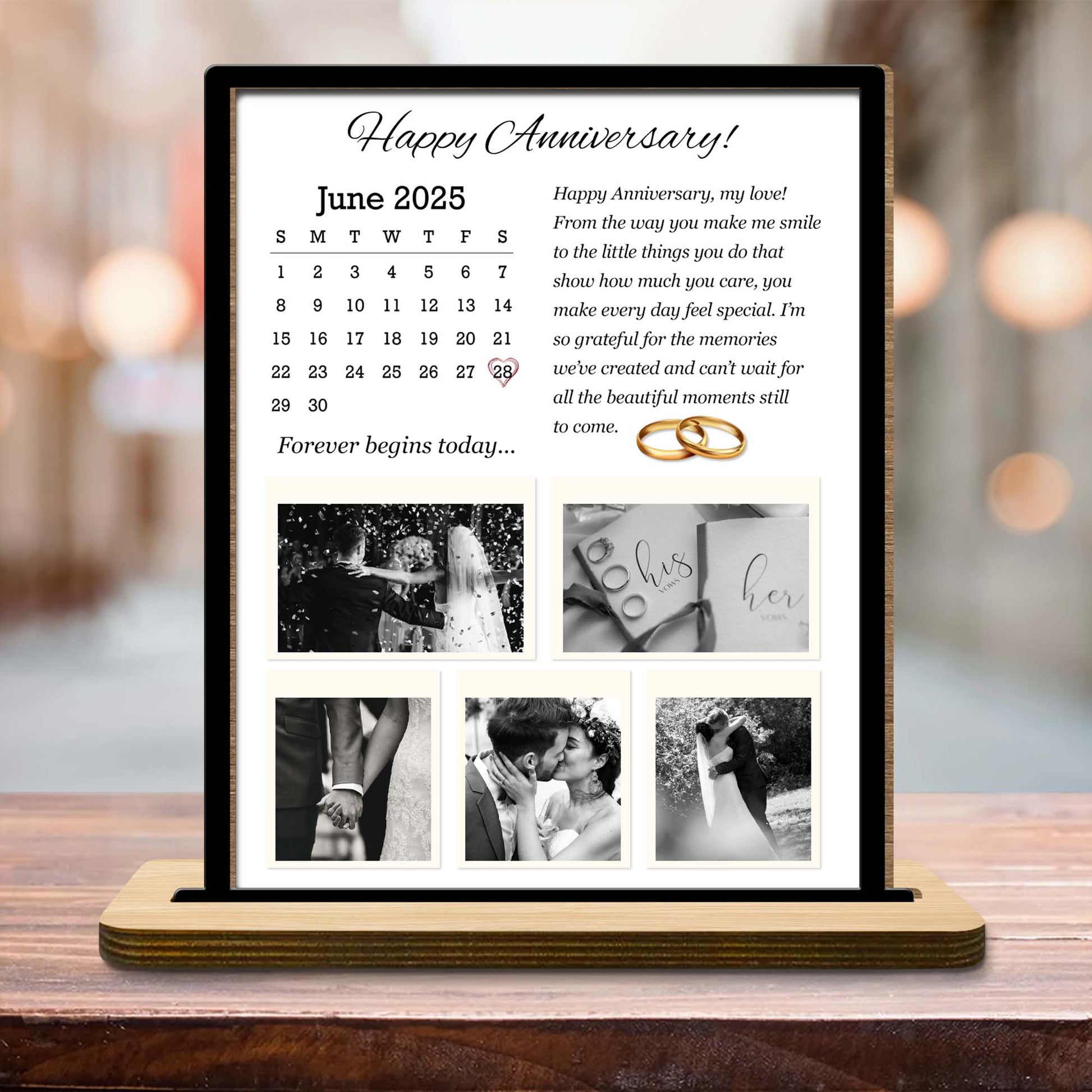 Happy Anniversary, Forever Begins Today, Calendar and Wedding Rings