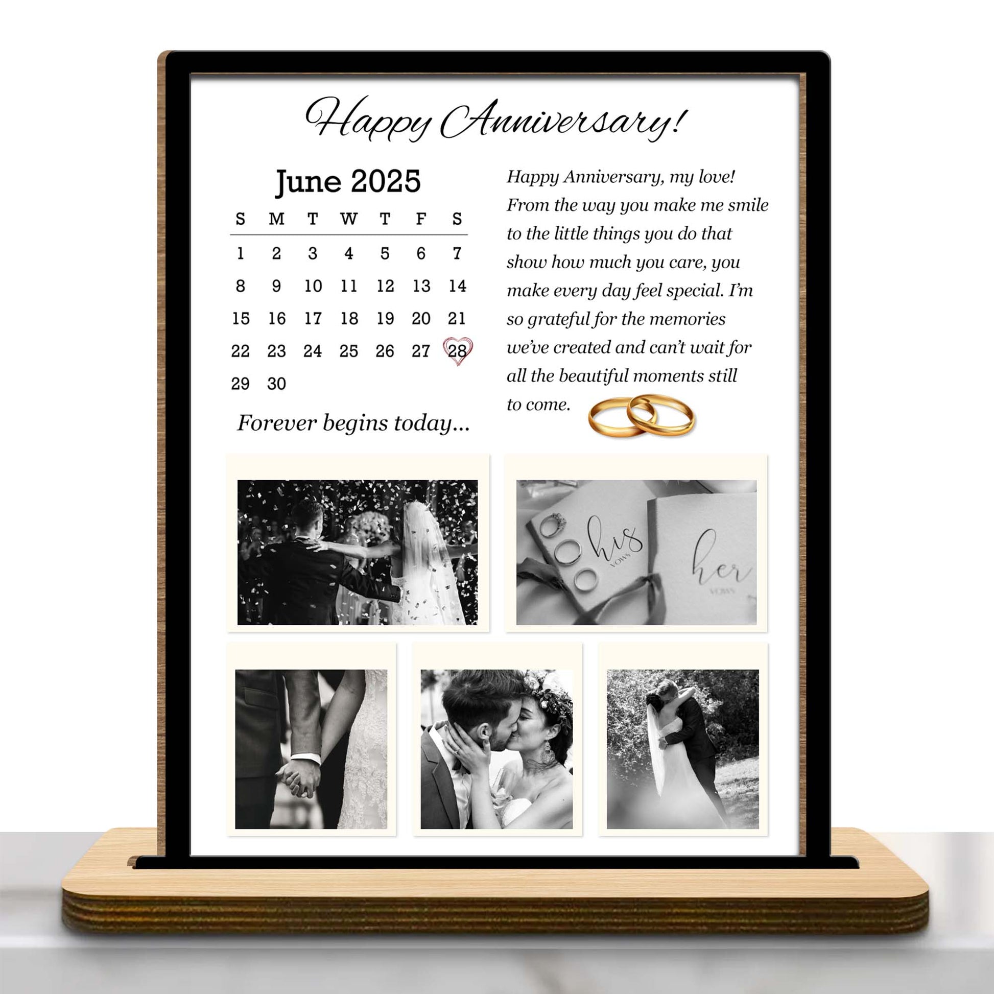 Happy Anniversary, Forever Begins Today, Calendar and Wedding Rings