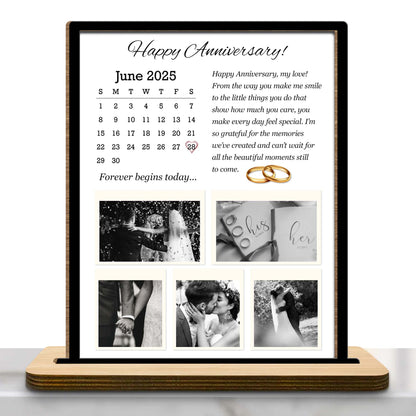 Happy Anniversary, Forever Begins Today, Calendar and Wedding Rings