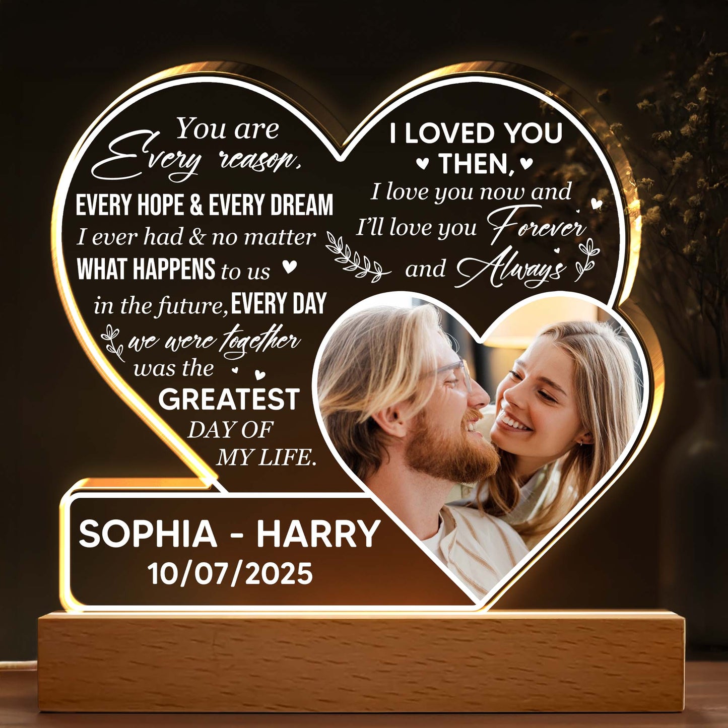 Love You Forever Heart Light With Couples Photo