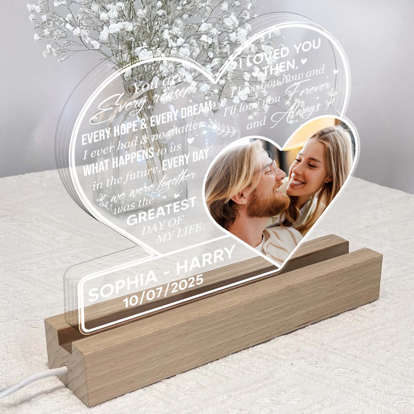 Love You Forever Heart Light With Couples Photo