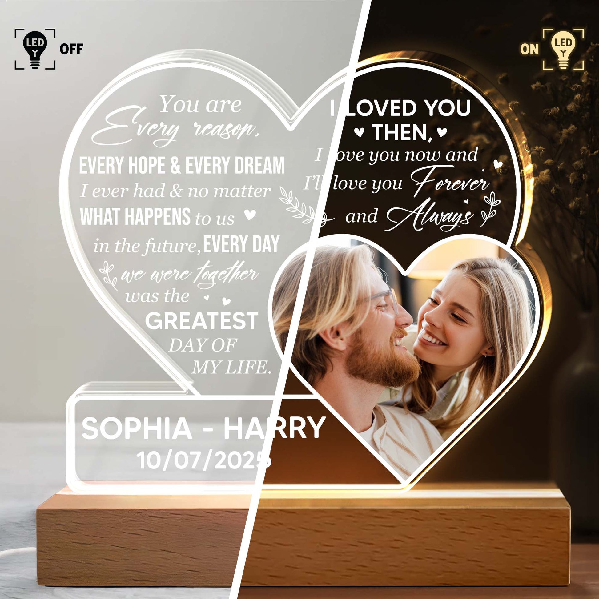Love You Forever Heart Light With Couples Photo