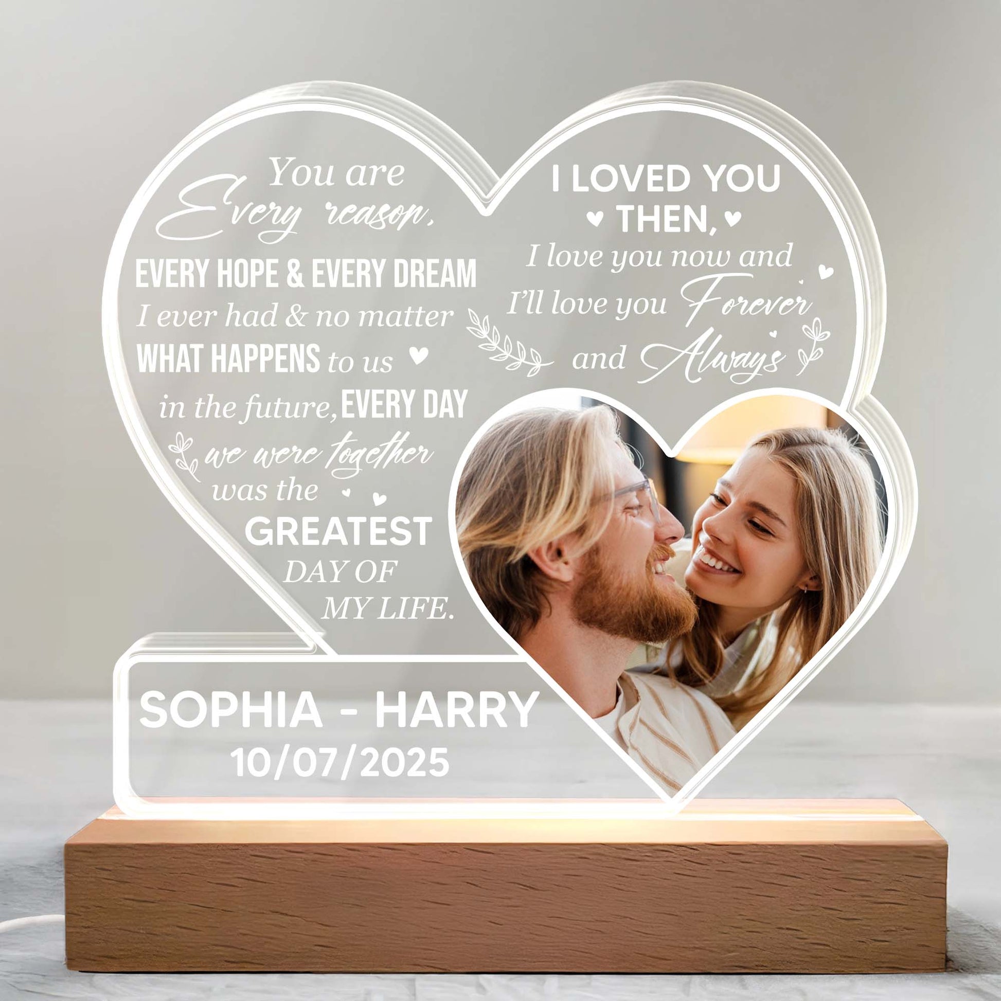 Love You Forever Heart Light With Couples Photo