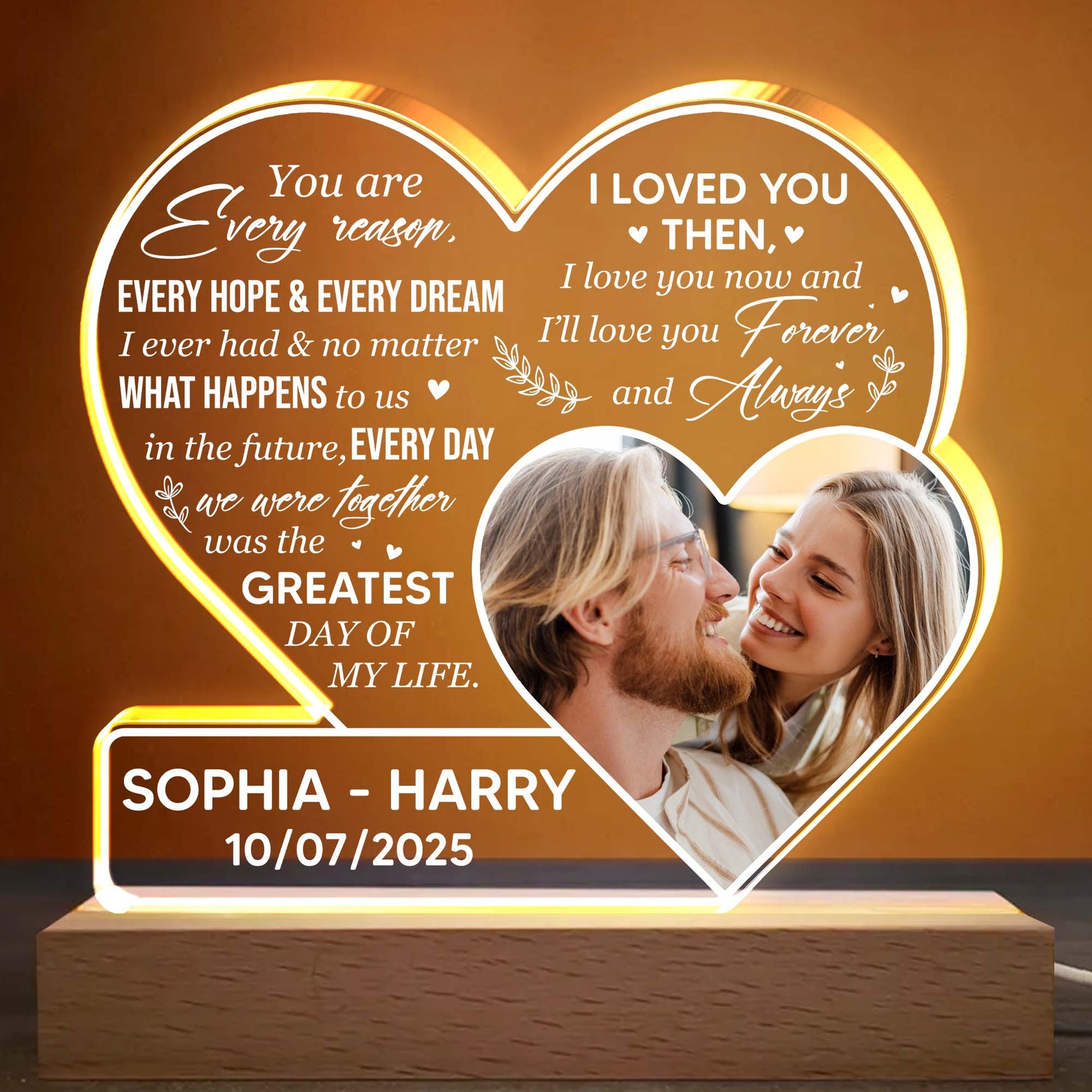 Love You Forever Heart Light With Couples Photo