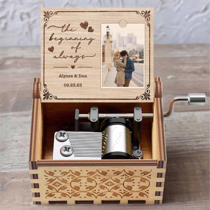 The Beginning Of Always, Hearts And Scrolls - Custom Music Box With "You Are My Sunshine" Tune - CPL443_MZB