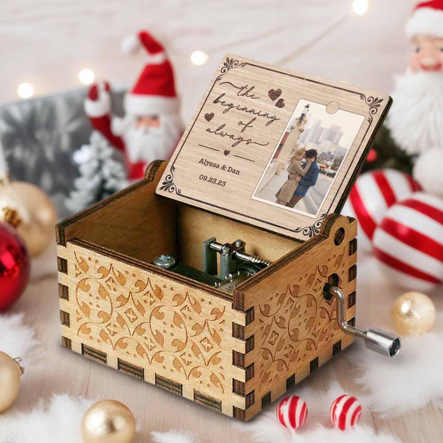 The Beginning Of Always, Hearts And Scrolls - Custom Music Box With "You Are My Sunshine" Tune - CPL443_MZB