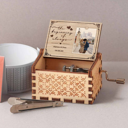 The Beginning Of Always, Hearts And Scrolls - Custom Music Box With "You Are My Sunshine" Tune - CPL443_MZB