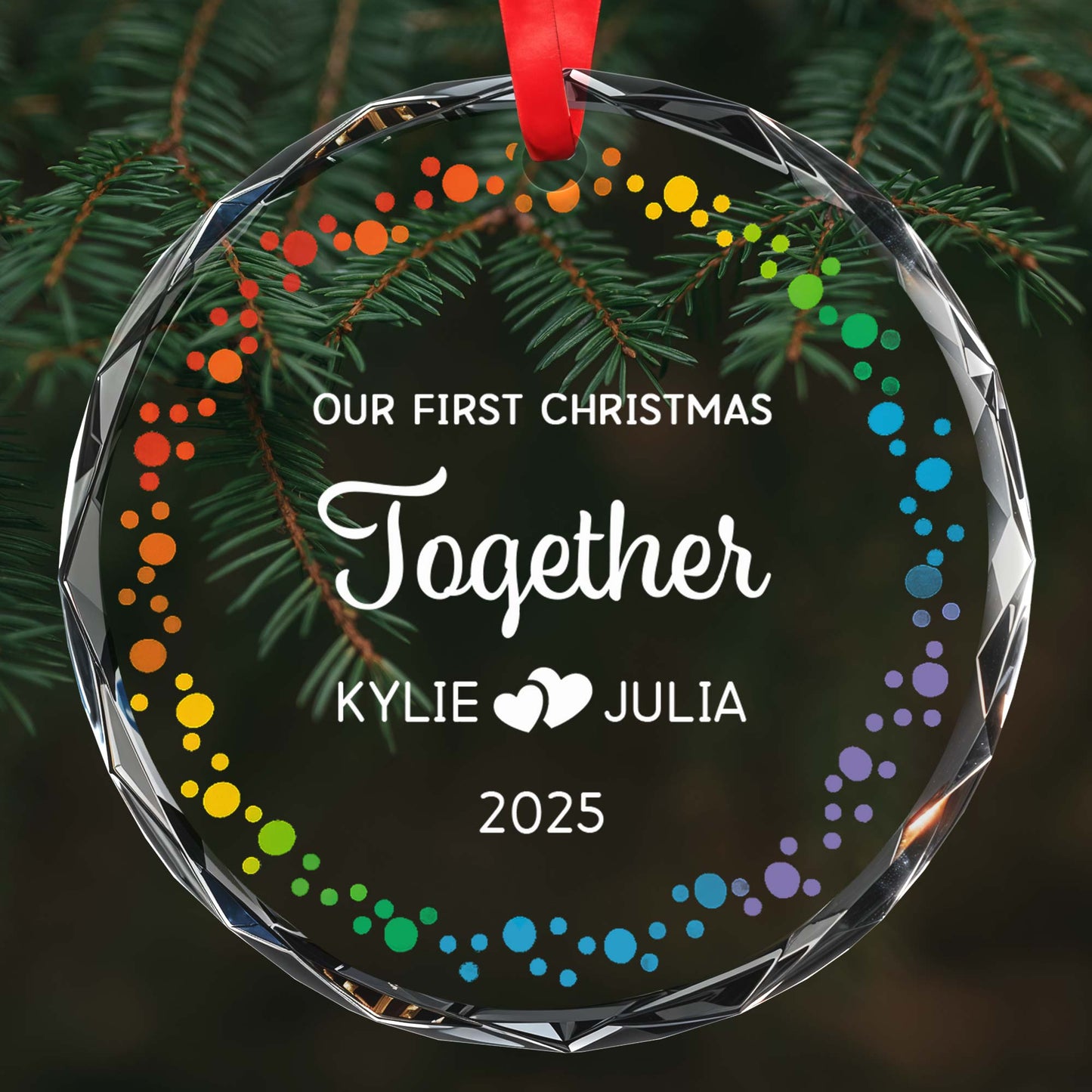 Our First Christmas Together, Hearts And Colored Dots
