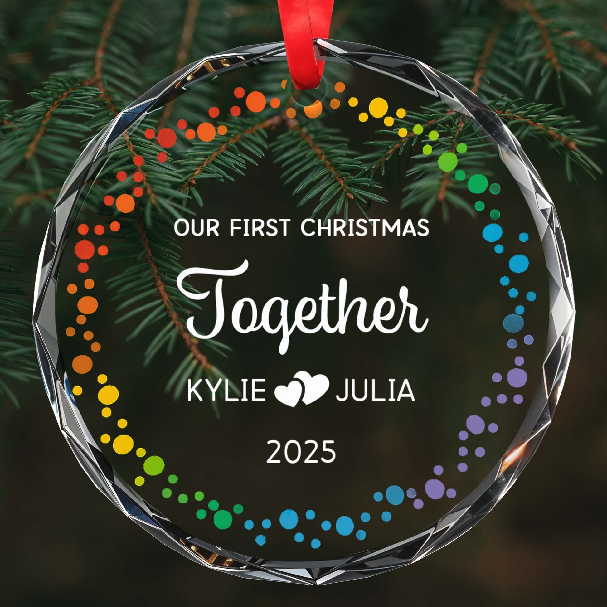 Our First Christmas Together, Hearts And Colored Dots
