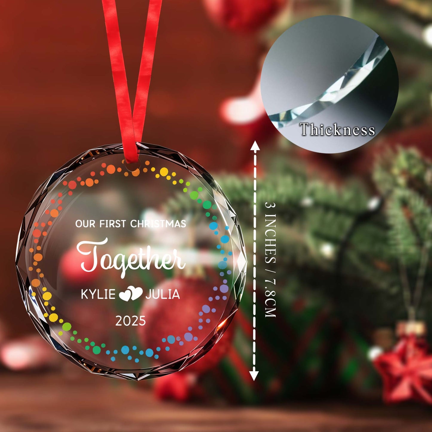 Our First Christmas Together, Hearts And Colored Dots