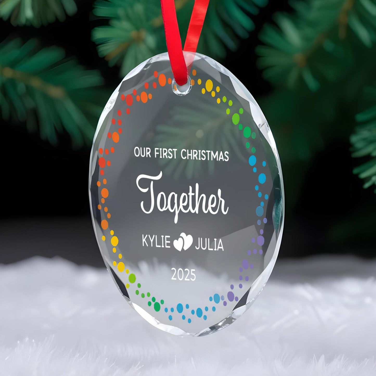 Our First Christmas Together, Hearts And Colored Dots