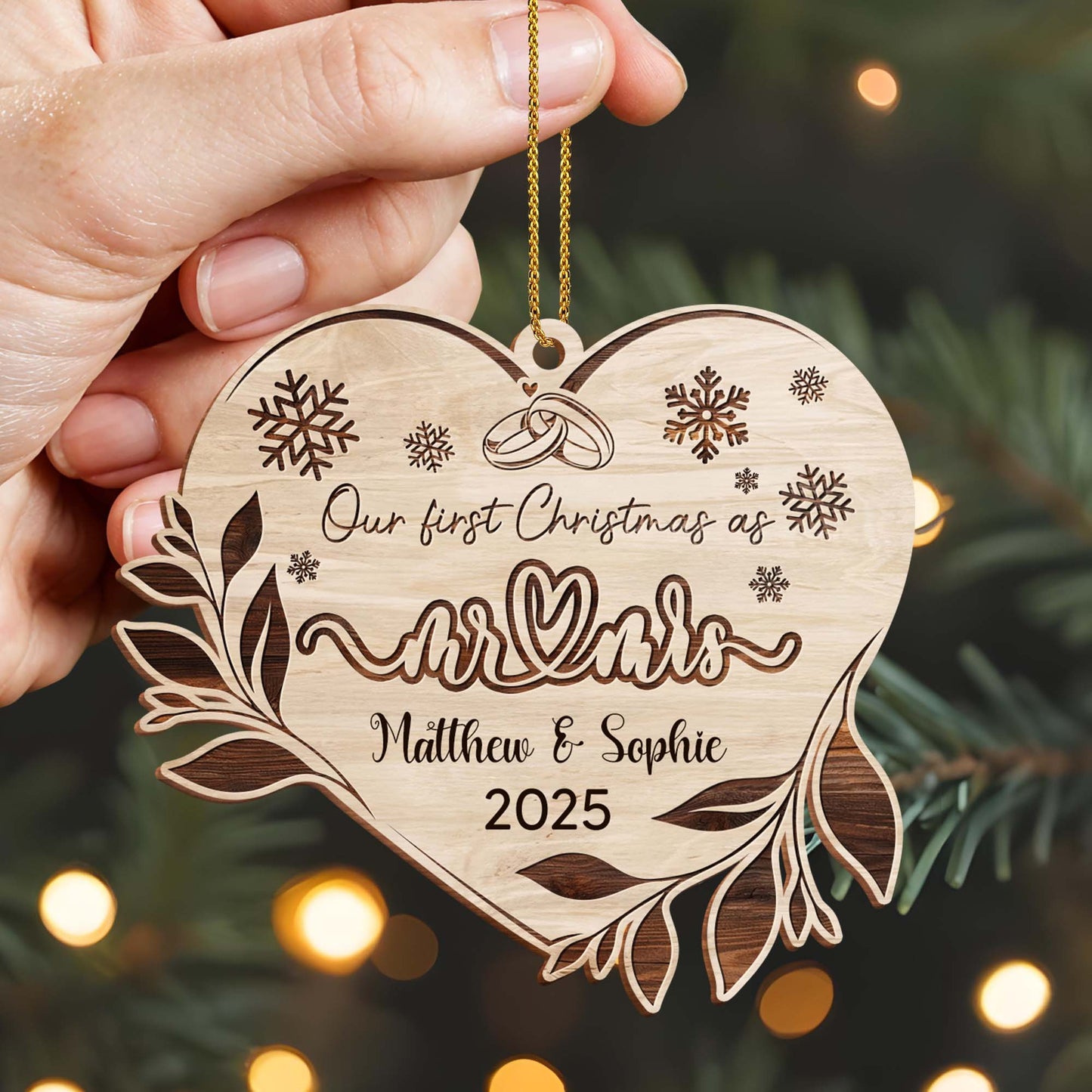 Our First Christmas As Mr & Mrs, Snowflakes And Leaves