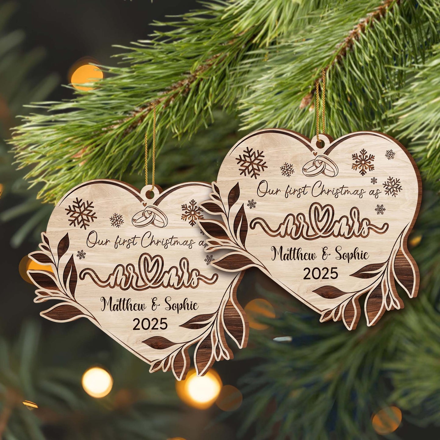 Our First Christmas As Mr & Mrs, Snowflakes And Leaves