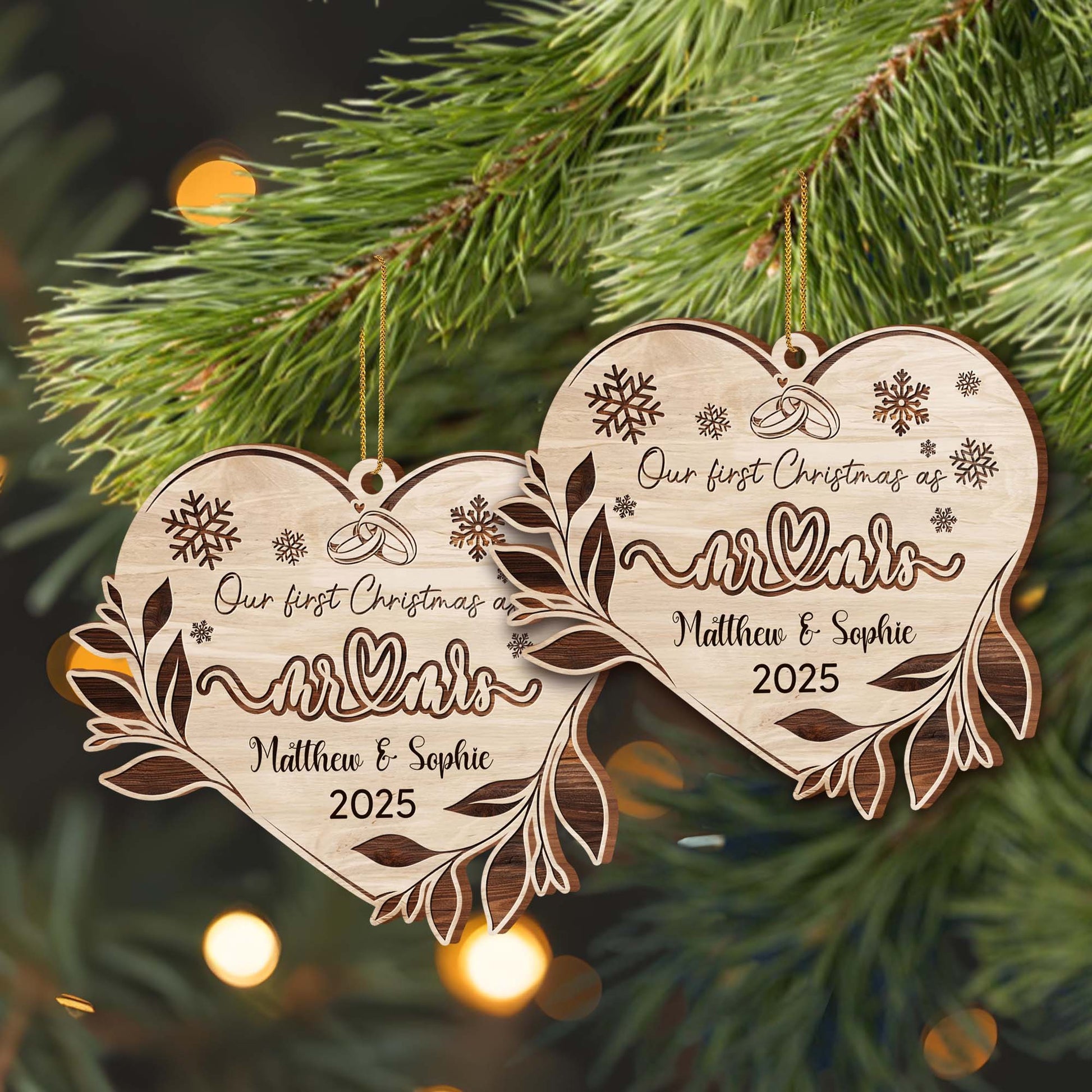 Our First Christmas As Mr & Mrs, Snowflakes And Leaves