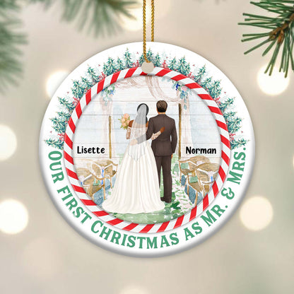 Our First Christmas As Mr. and Mrs, Bride and Groom