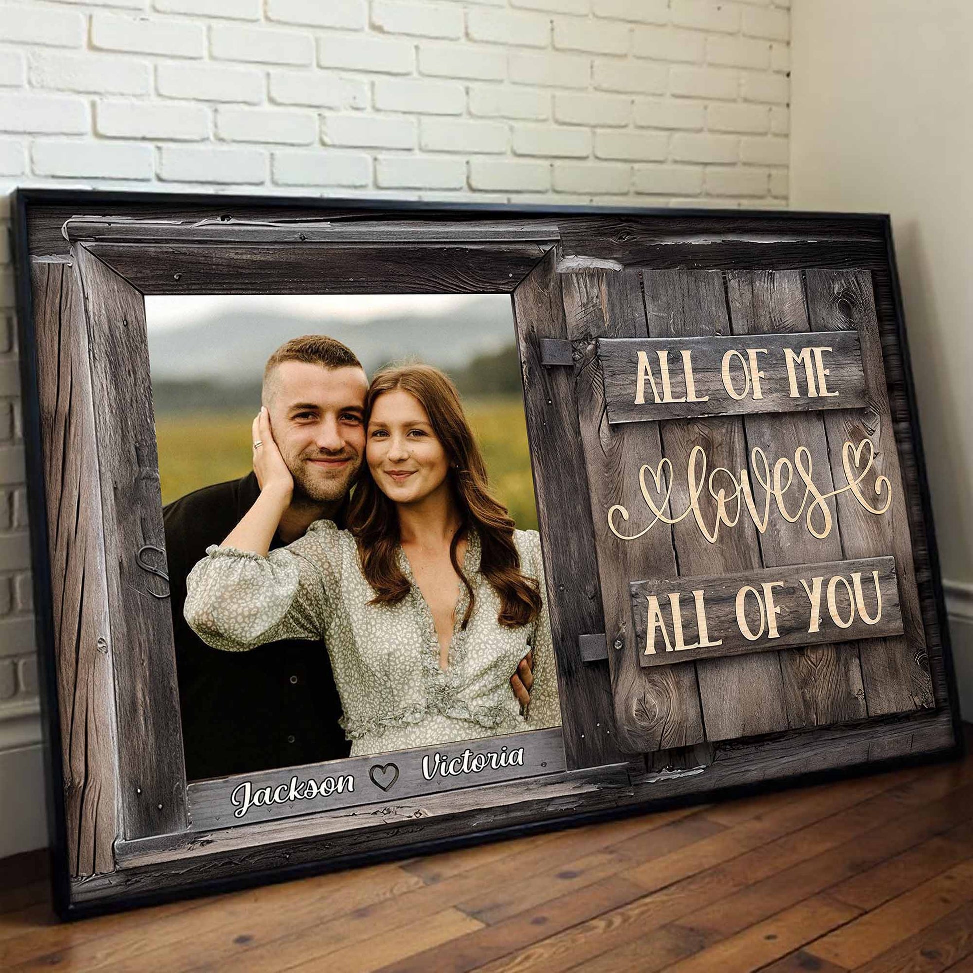 All Of Me Loves All Of You, Wooden Script Love Poster