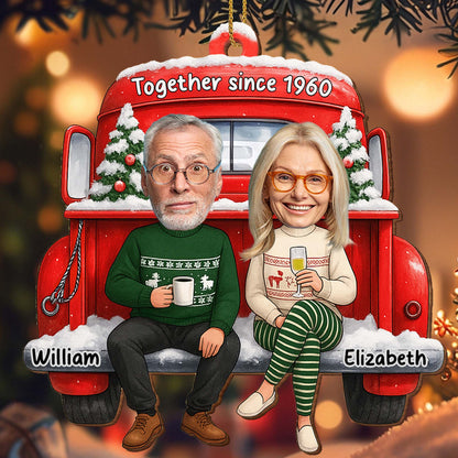 Together Since [Custom Year], Christmas Red Truck Ornament