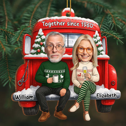 Together Since [Custom Year], Christmas Red Truck Ornament