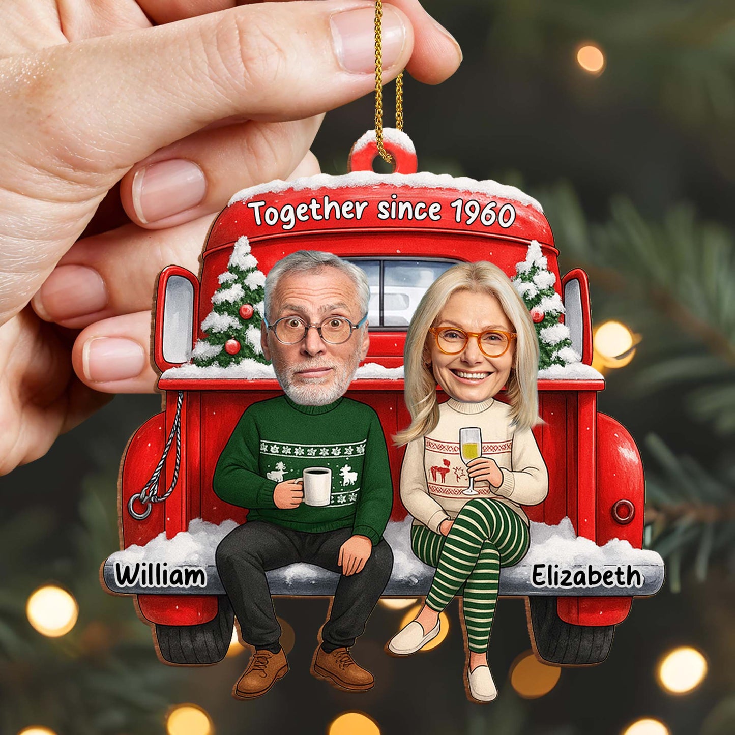 Together Since [Custom Year], Christmas Red Truck Ornament