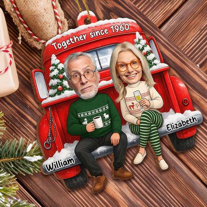 Together Since [Custom Year], Christmas Red Truck Ornament