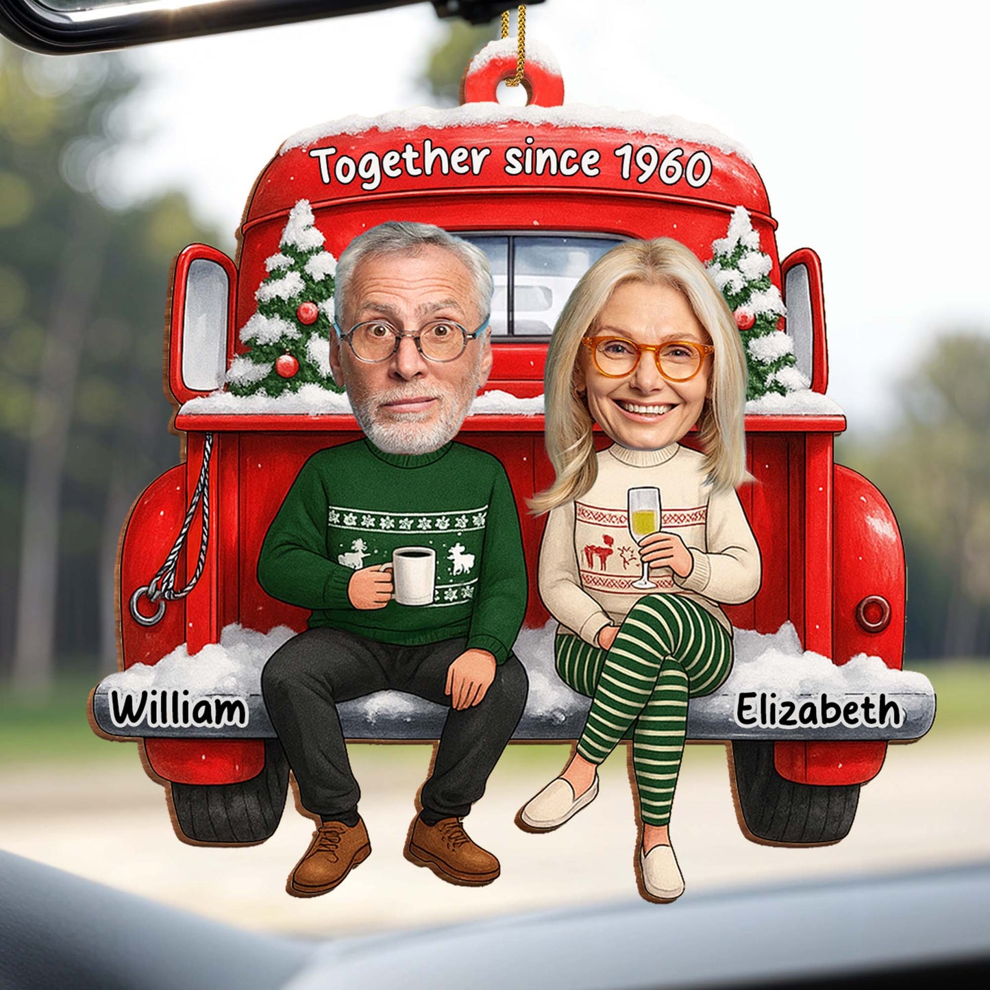 Together Since [Custom Year], Christmas Red Truck Ornament