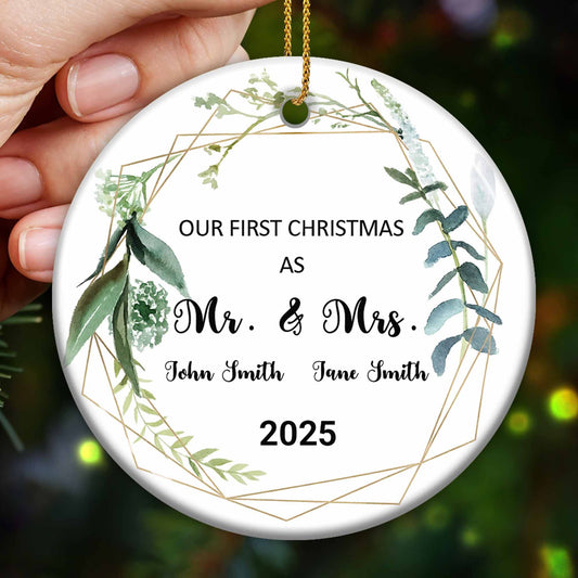 Our First Christmas As Mr And Mrs, Leaves And Geometric Patterns