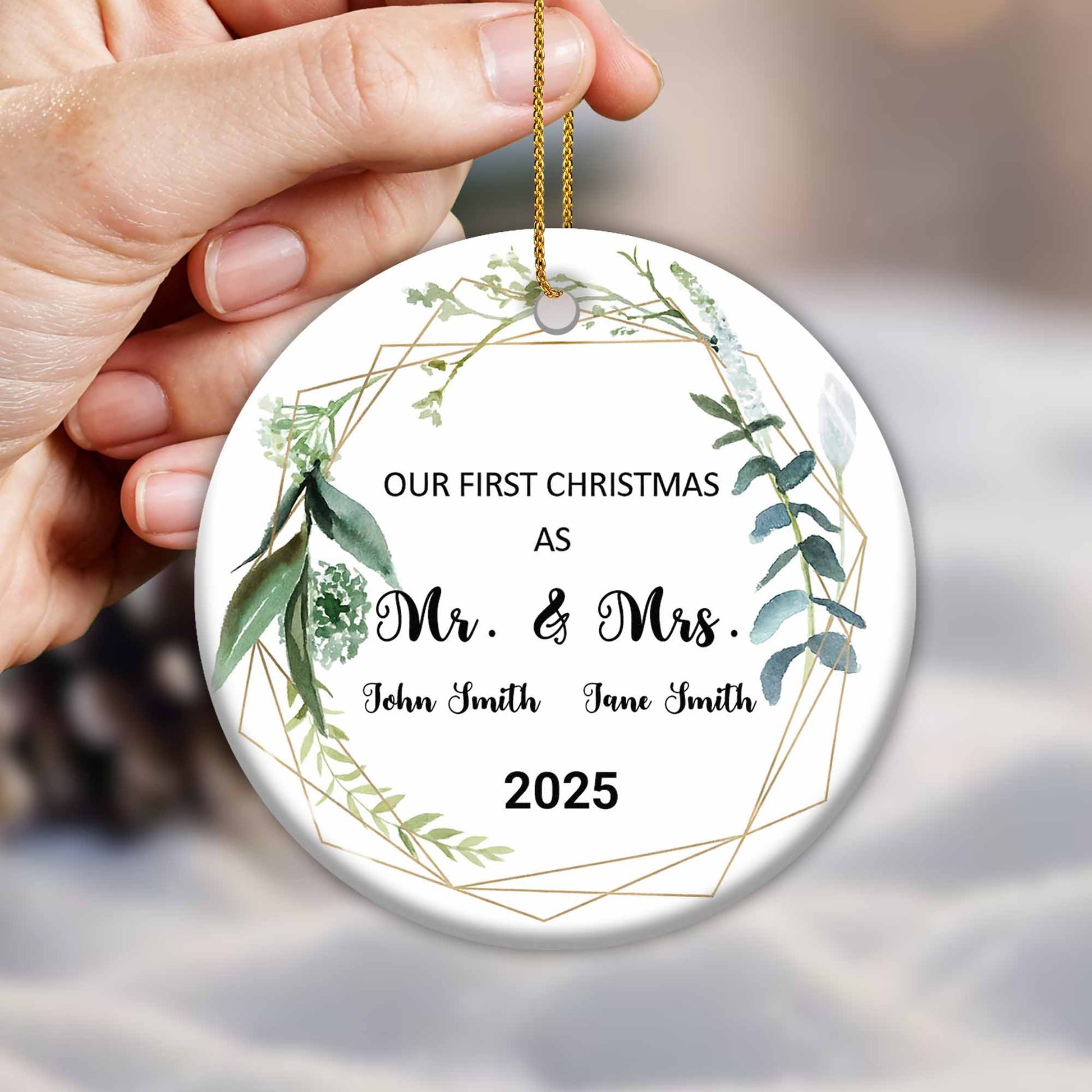 Our First Christmas As Mr And Mrs, Leaves And Geometric Patterns