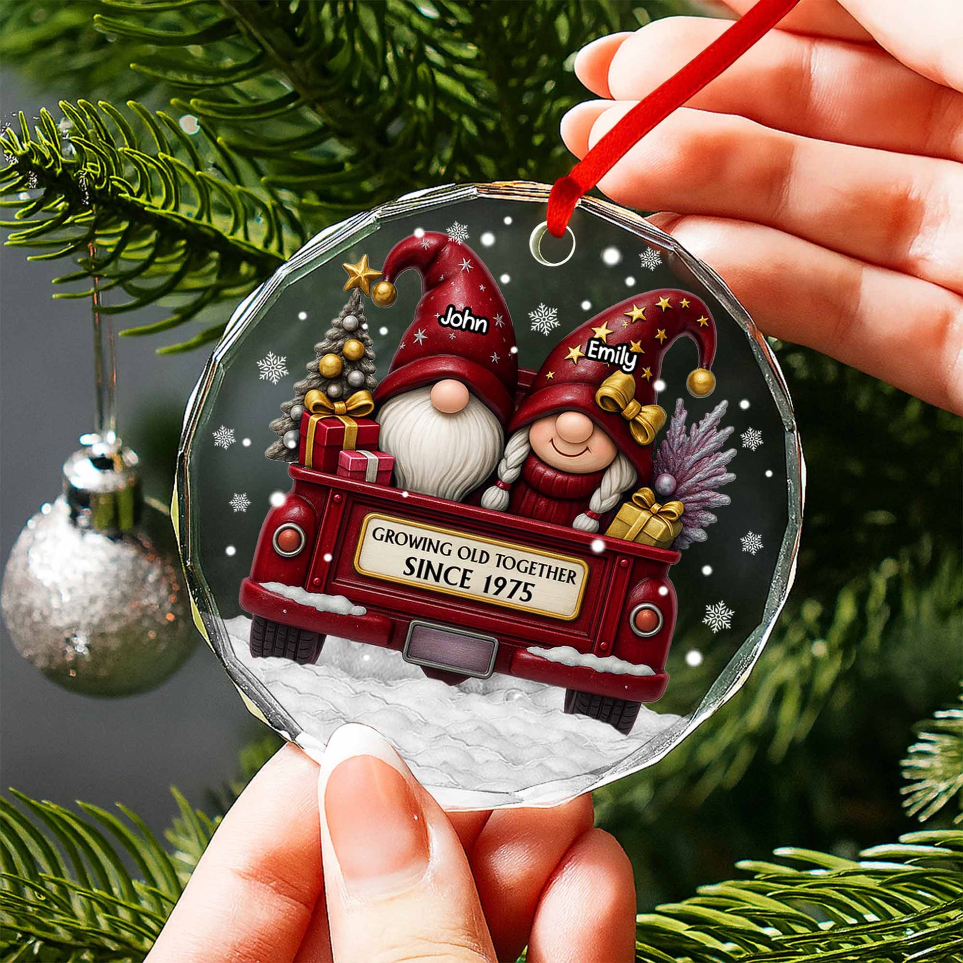 Growing Old Together, Gnomes Riding Truck With Christmas Tree