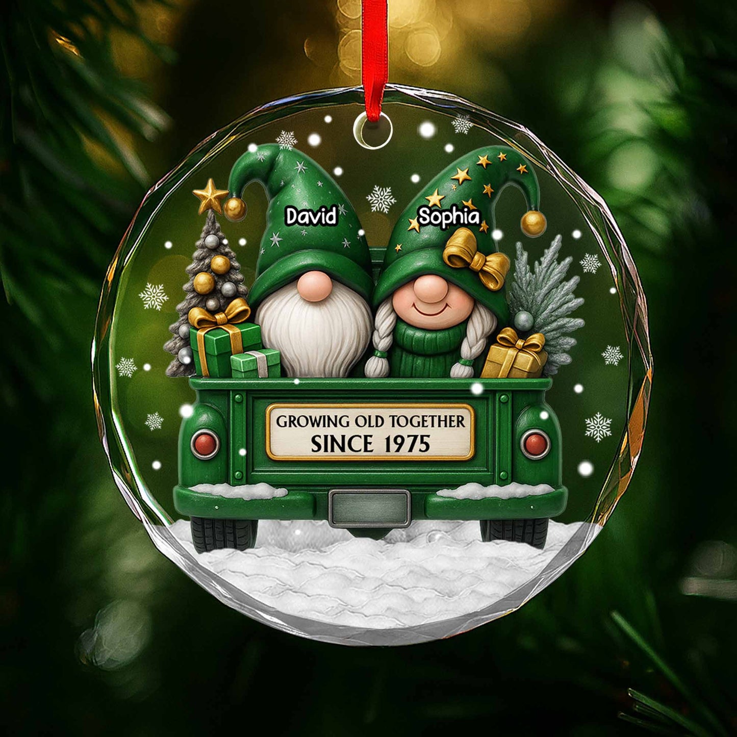 Growing Old Together, Gnomes Riding Truck With Christmas Tree