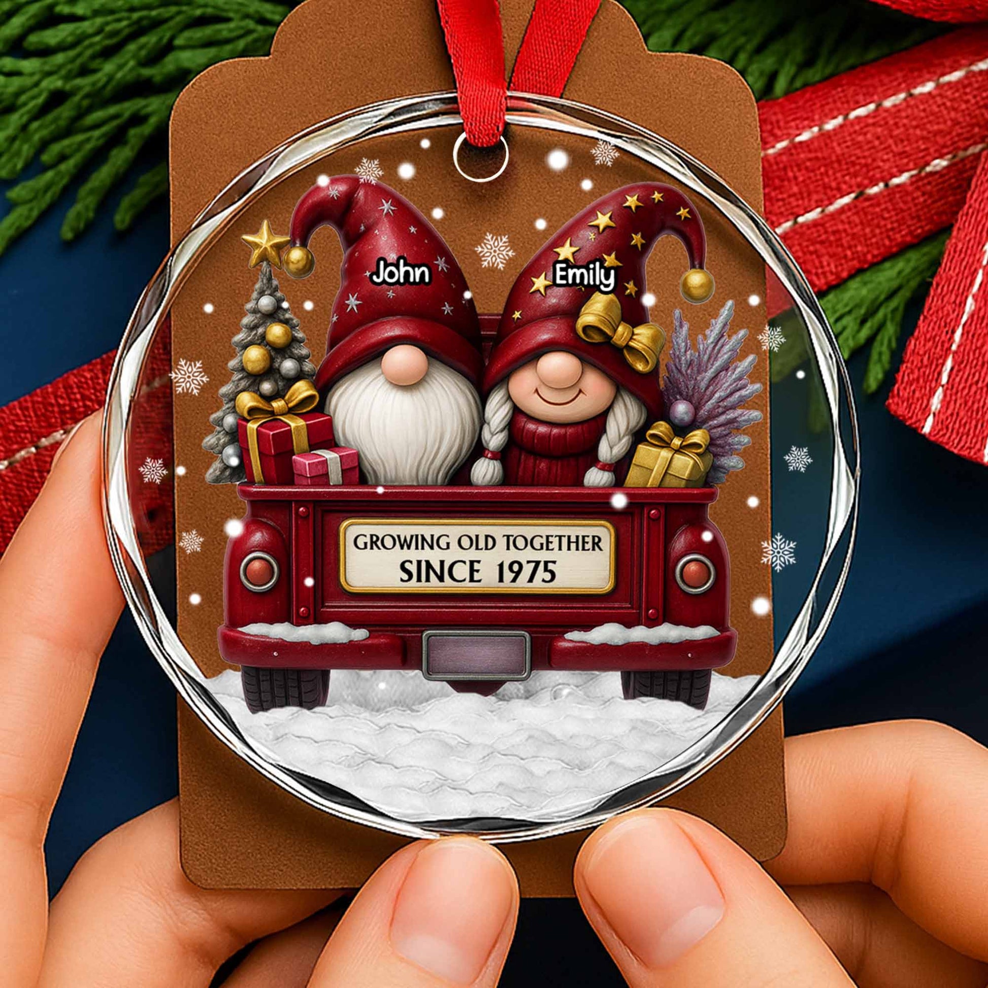 Growing Old Together, Gnomes Riding Truck With Christmas Tree