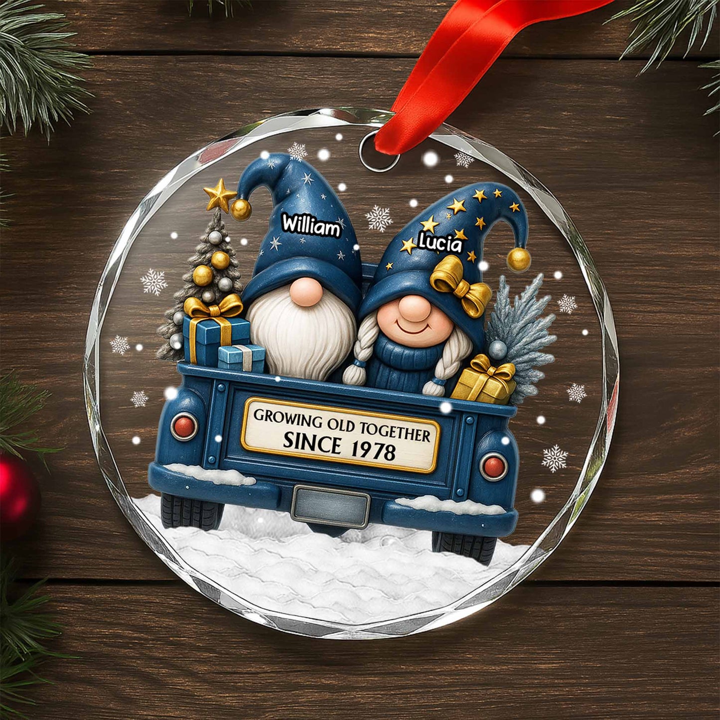 Growing Old Together, Gnomes Riding Truck With Christmas Tree