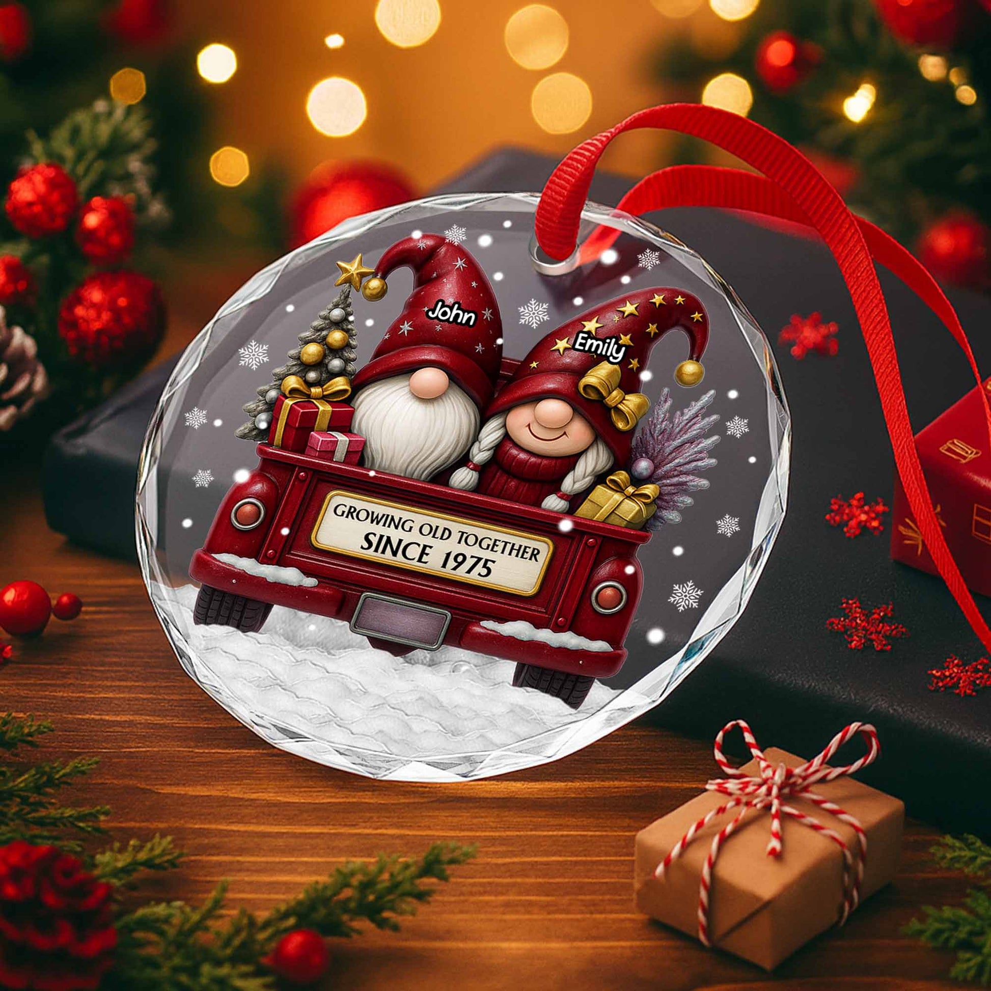 Growing Old Together, Gnomes Riding Truck With Christmas Tree