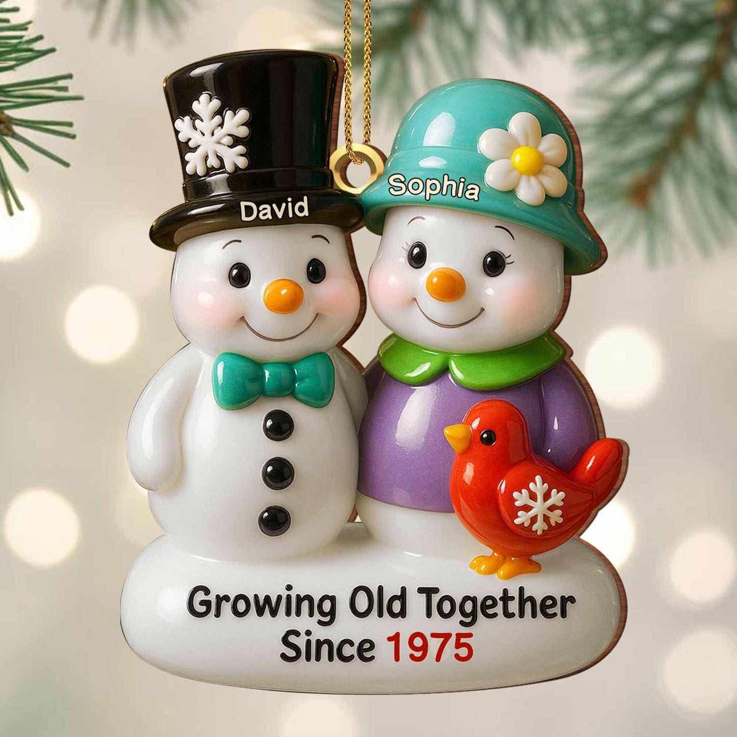 Growing Old Together Snowmen Ornament