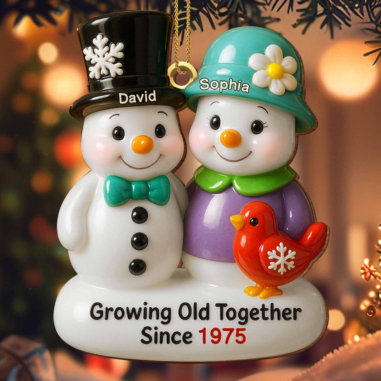 Growing Old Together Snowmen Ornament