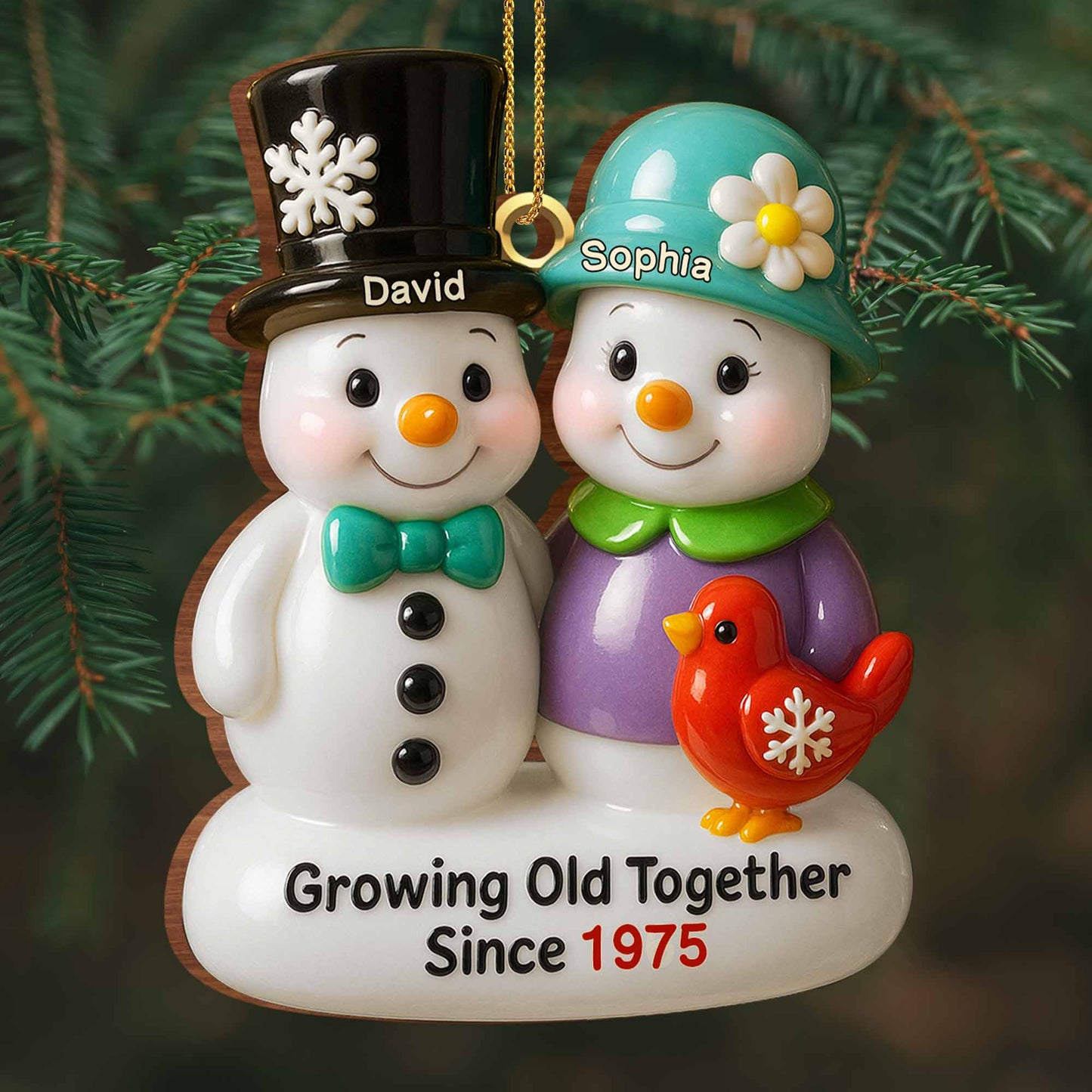 Growing Old Together Snowmen Ornament
