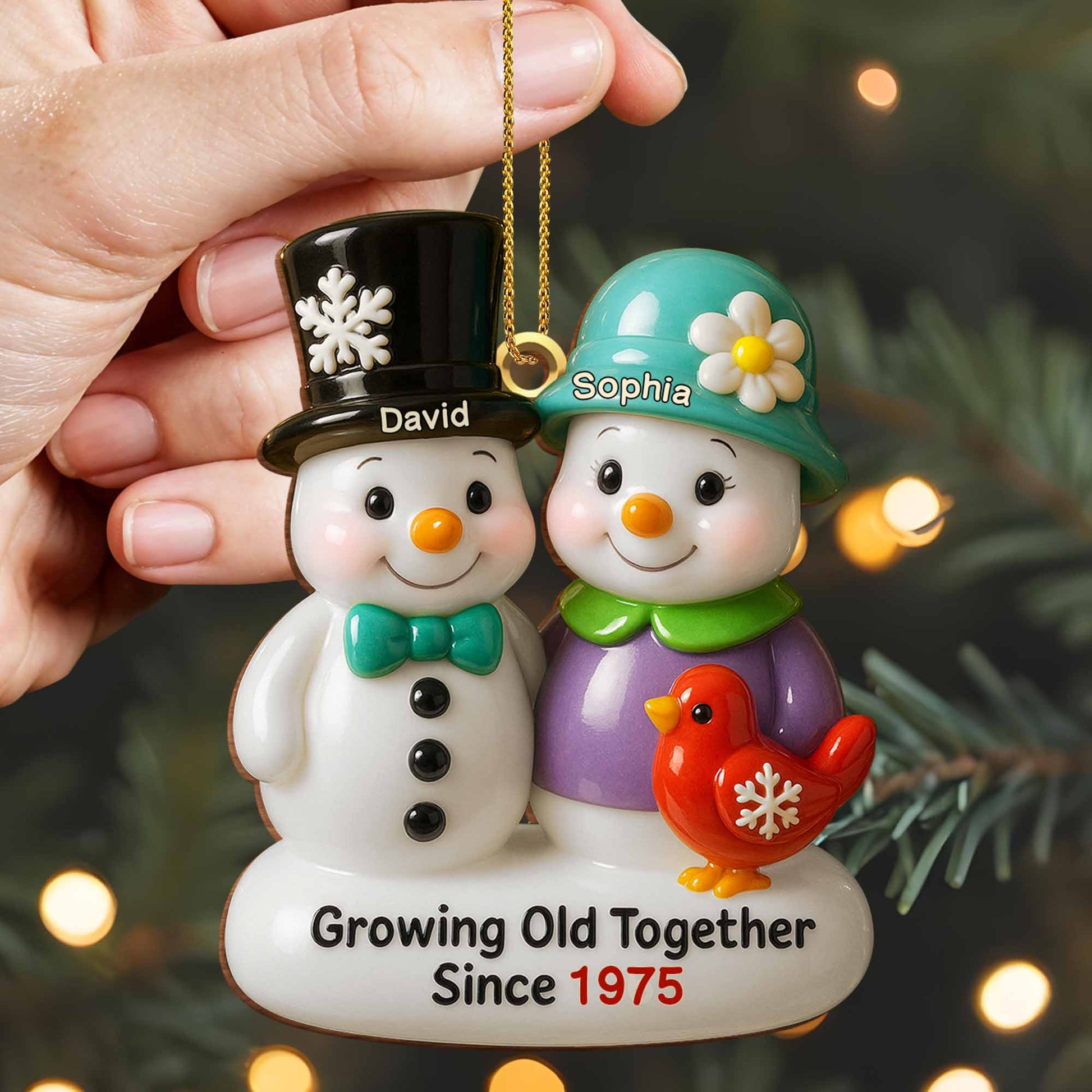 Growing Old Together Snowmen Ornament