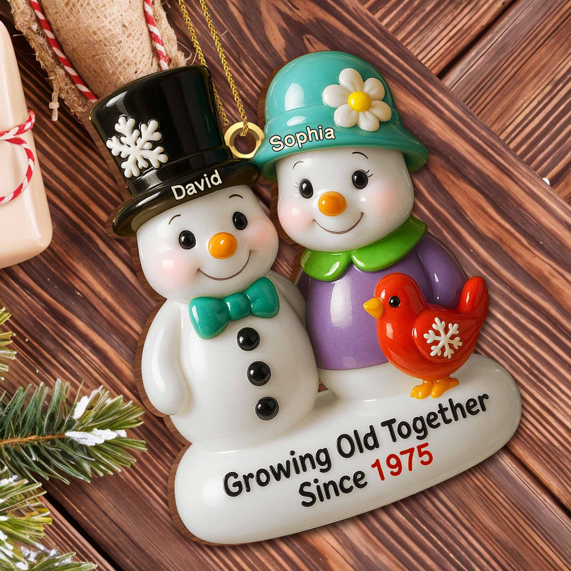 Growing Old Together Snowmen Ornament