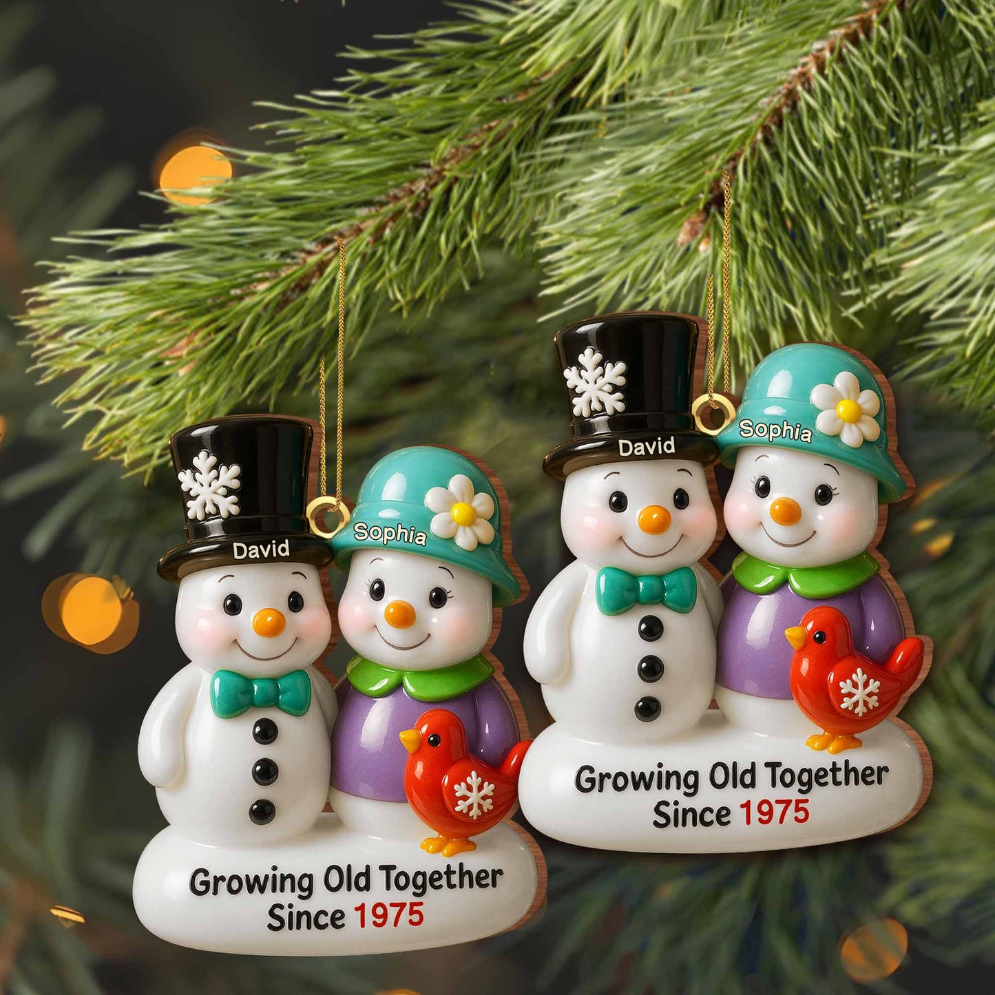 Growing Old Together Snowmen Ornament
