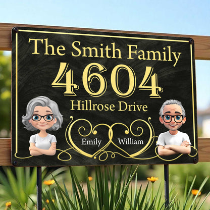 Elegant Family Name and Address Sign With Portraits
