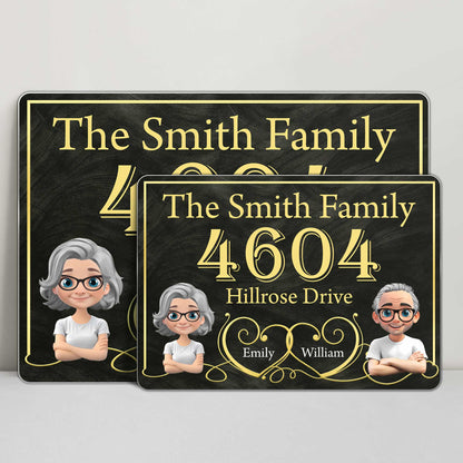 Elegant Family Name and Address Sign With Portraits
