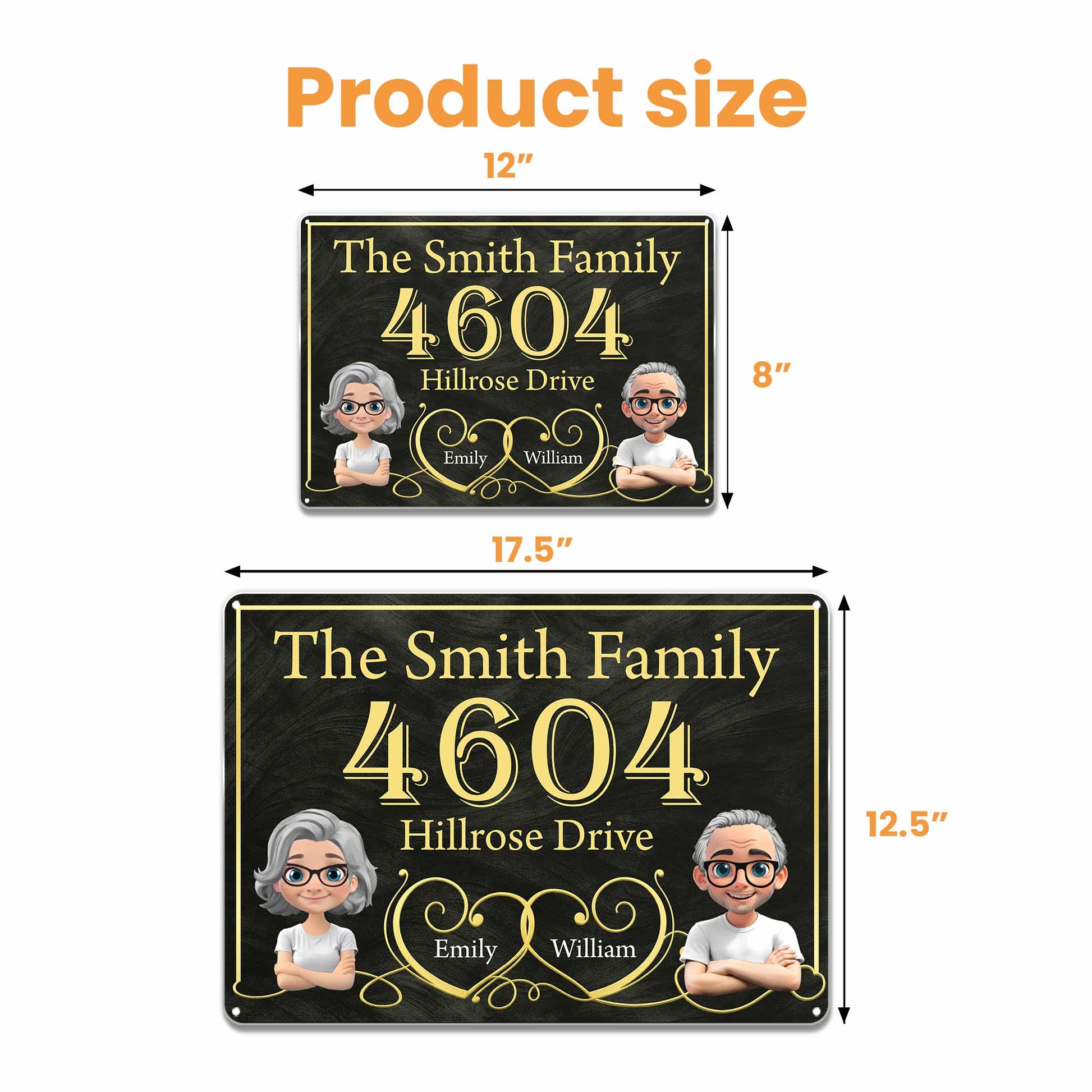 Elegant Family Name and Address Sign With Portraits