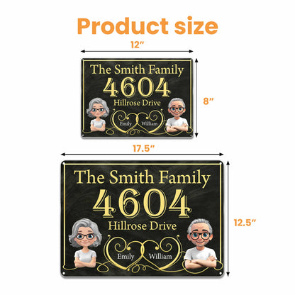 Elegant Family Name and Address Sign With Portraits