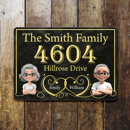 Elegant Family Name and Address Sign With Portraits