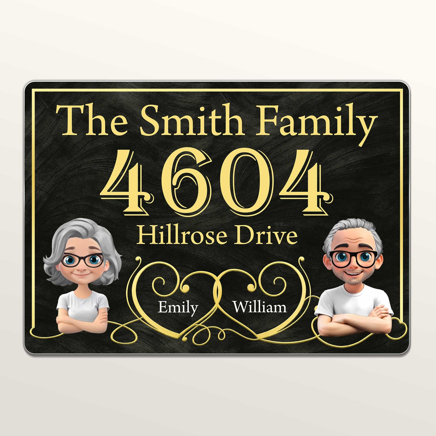 Elegant Family Name and Address Sign With Portraits
