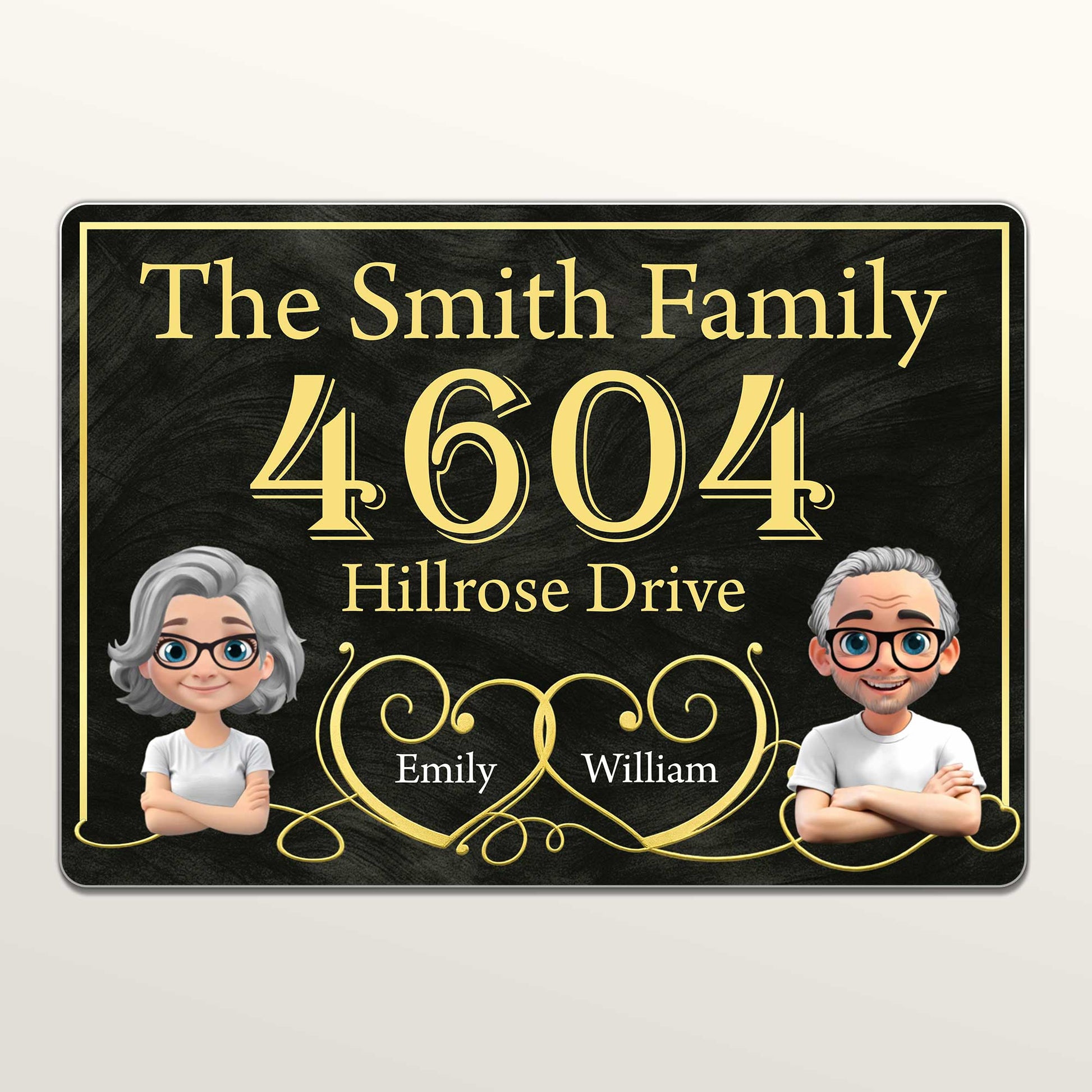 Elegant Family Name and Address Sign With Portraits