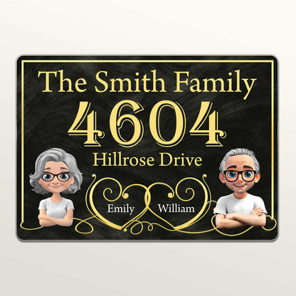 Elegant Family Name and Address Sign With Portraits