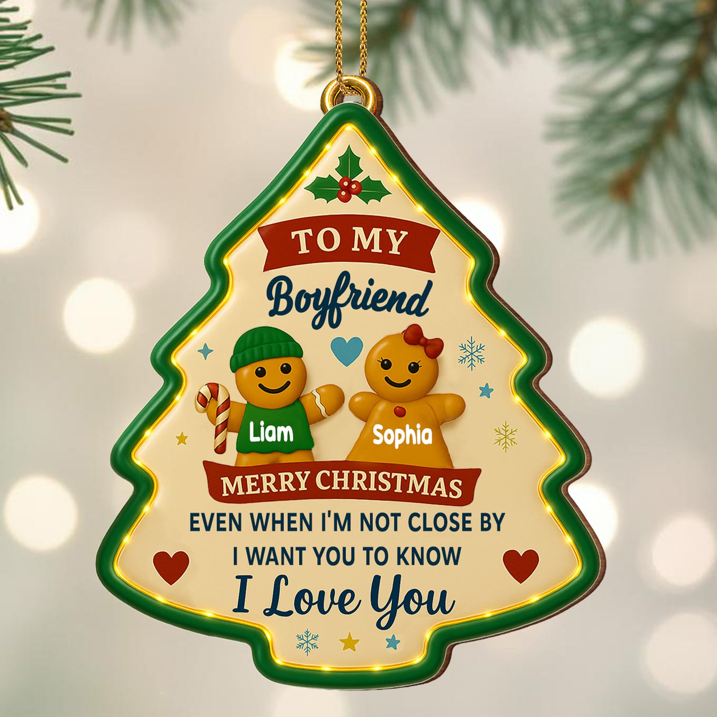 Merry Christmas I Love You Gingerbread Man Heart