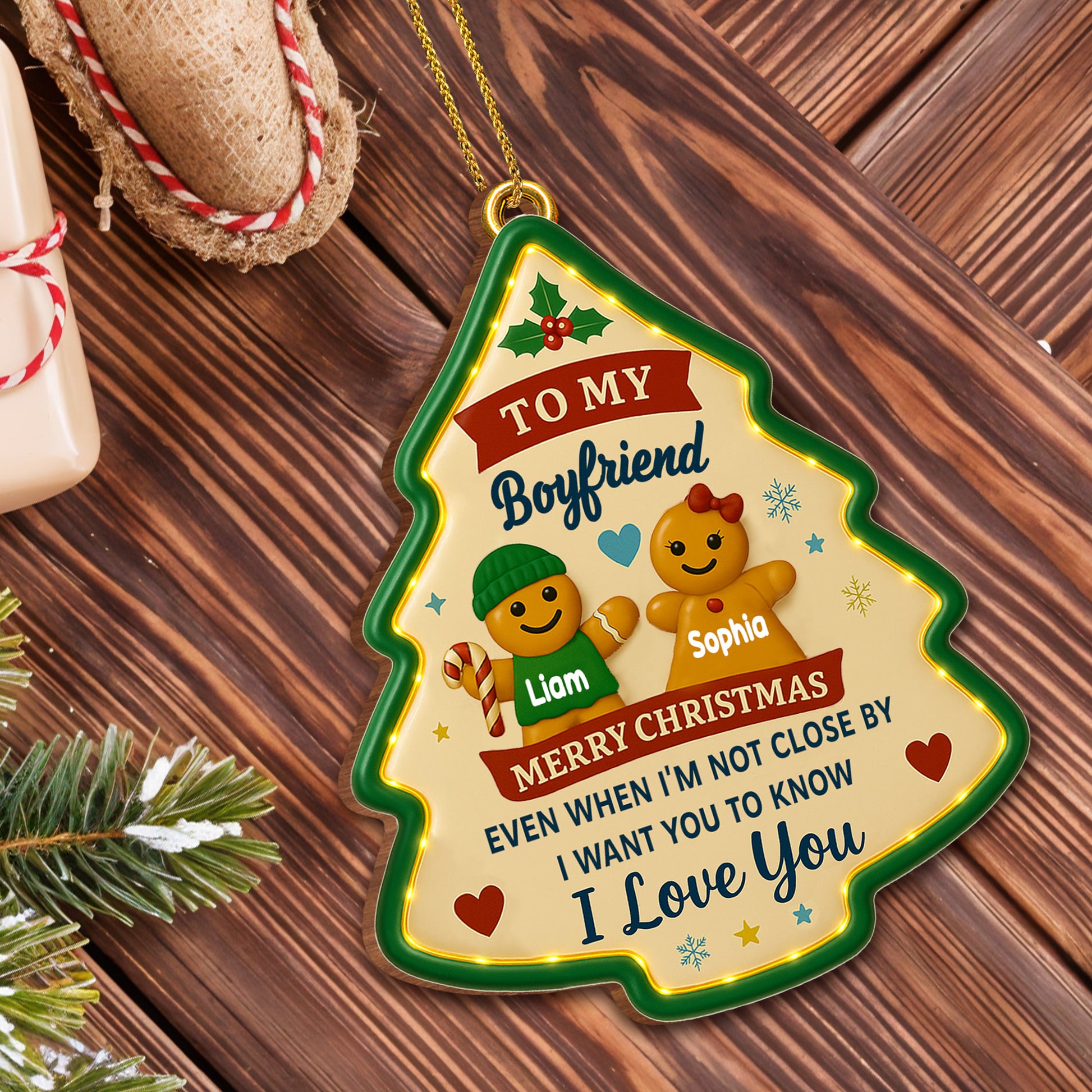 Merry Christmas I Love You Gingerbread Man Heart