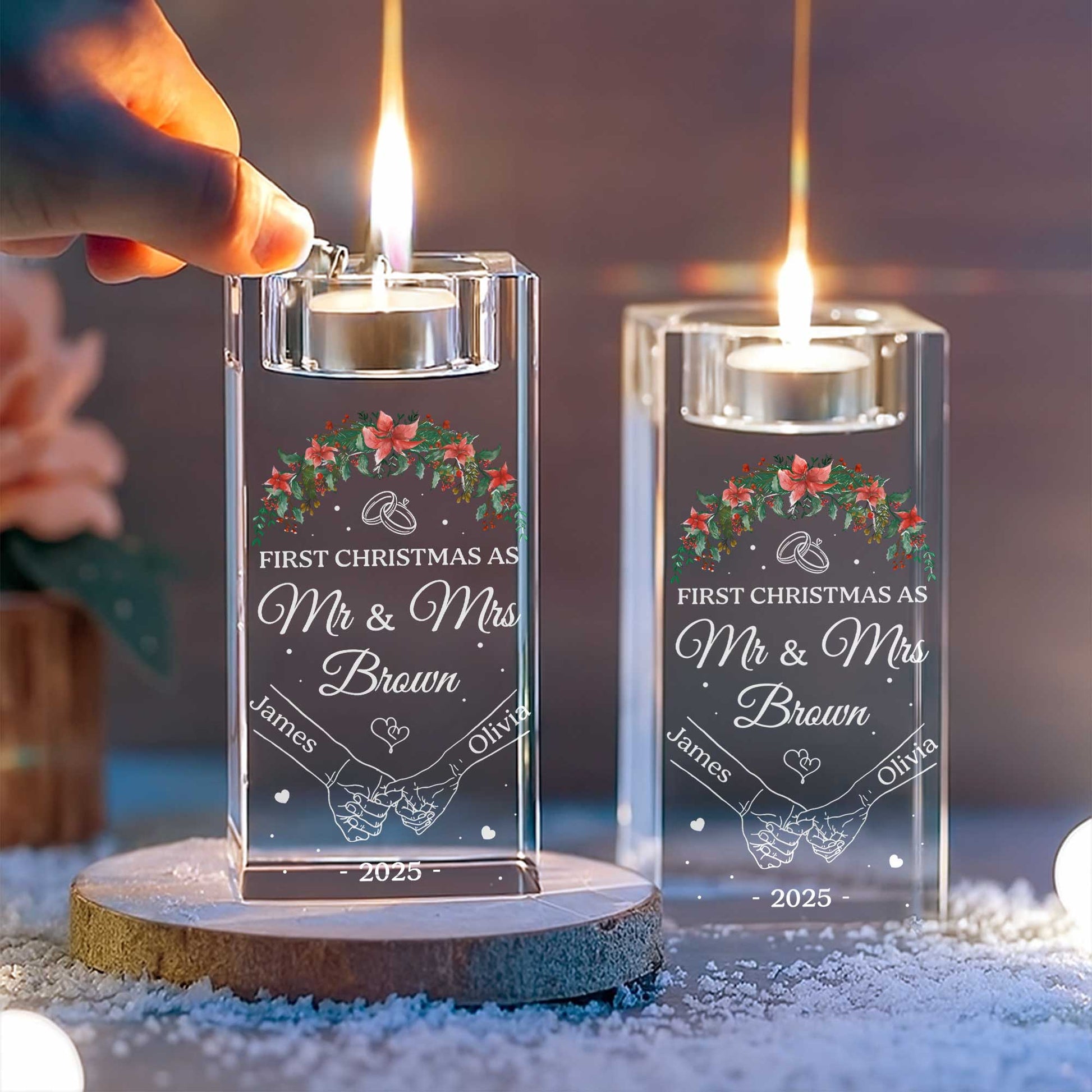 First Christmas As Mr & Mrs, Christmas Wreath And Wedding Rings